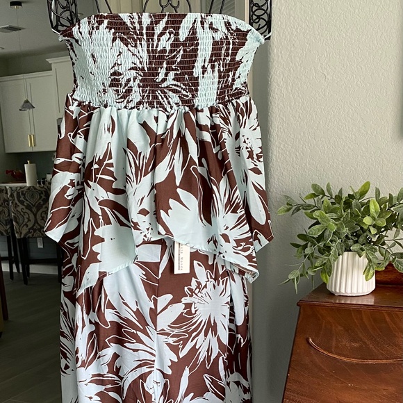 NWT 2 Piece Wide Leg Pants Set Chocolate Brown Floral Sz M - Picture 11 of 14